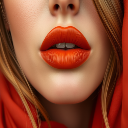 Warm terracotta woman lips with satin finish, complementing earthy tones and boho-inspired aesthetics