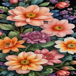 drawings of flowers with color