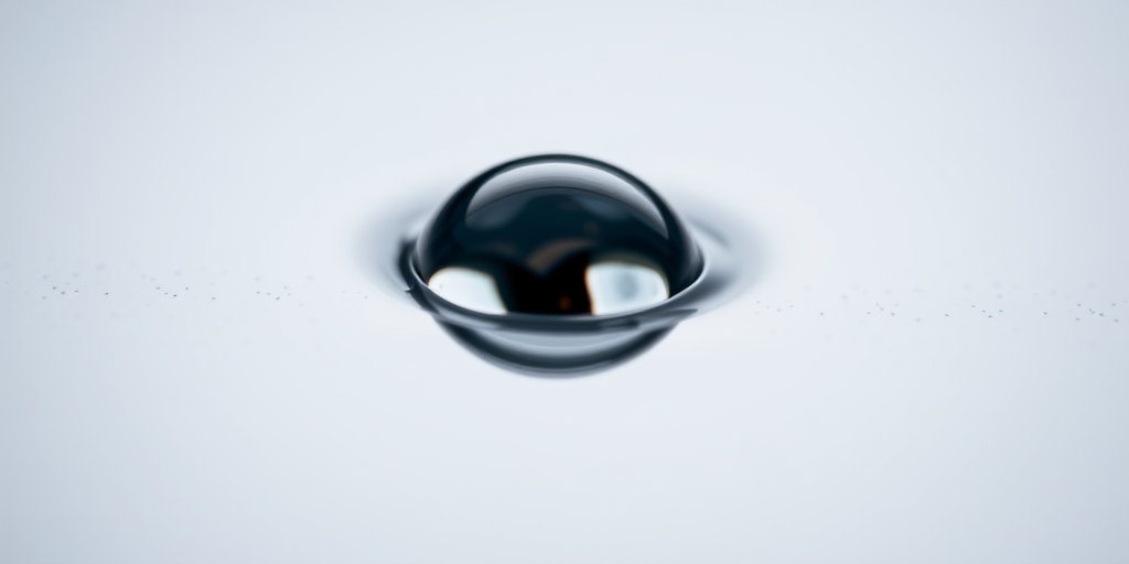 A macro shot of a single water droplet on a surface, showcasing vivid reflections and intricate details, with a shallow depth of field, f/2.8 aperture, 100mm macro lens, ISO 100, natural soft lighting, captured with a DSLR camera.