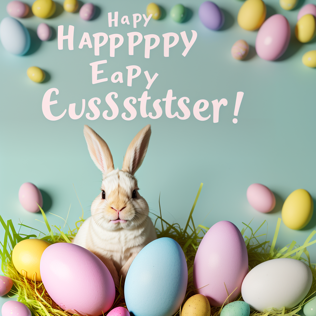 Joyful Easter Celebration with a Charming Bunny and Colorful Eggs!