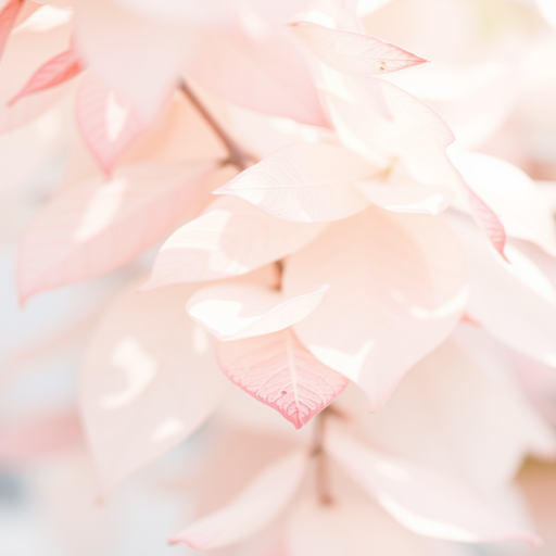 Create an ethereal watercolor illustration of delicate leaves in soft pastel colors, focusing on blending and transparency, shot with a DSLR camera at f/2.8, ISO 100, 50mm lens, soft focus view, natural light for enhanced quality.