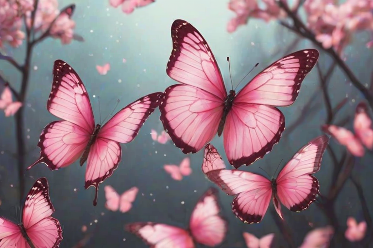 pink butterflies aesthetic