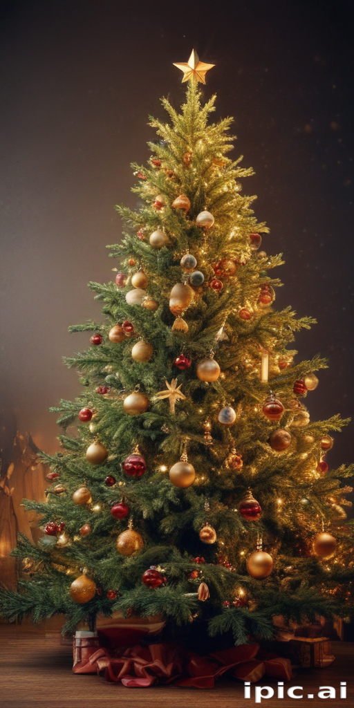Beautifully Decorated Christmas Tree with Ornaments and Twinkling Lights