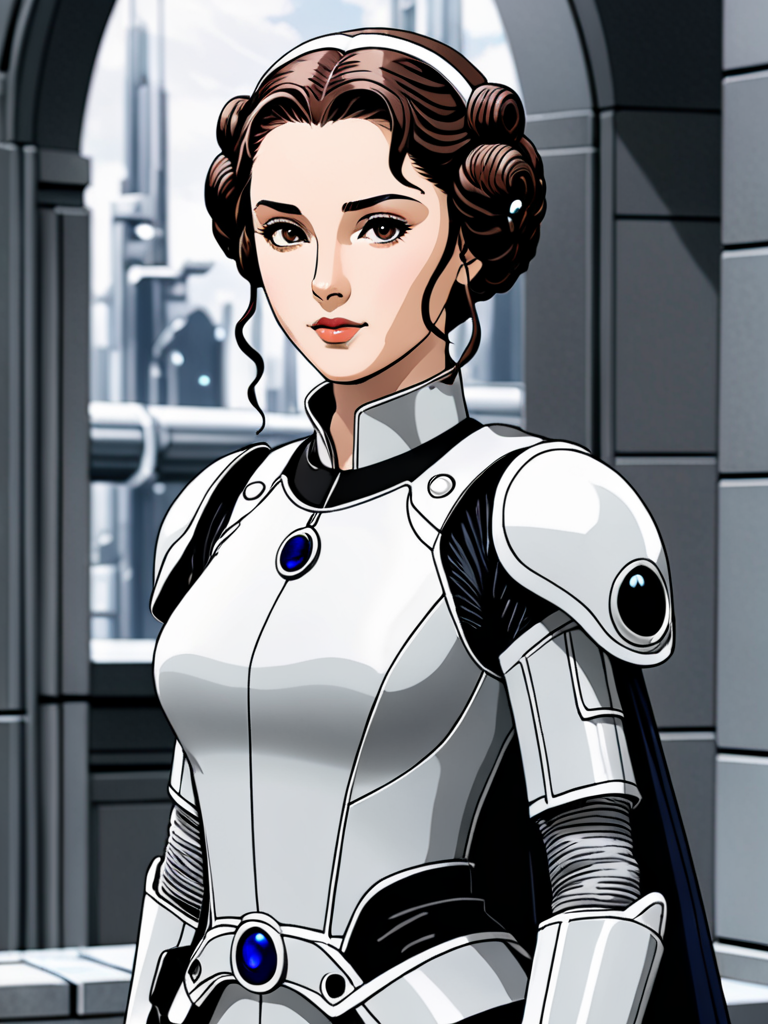 Ai Image Generator - Ai Art Generator - High Quality and 100% Unique Images  - iPic.Ai Padmé Amidala, anime, manga, 2d, ghibli, ghost in a shell, black  and white, cute, sailormoonartstyle, fancy