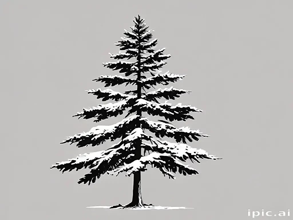 pine tree clipart black and white