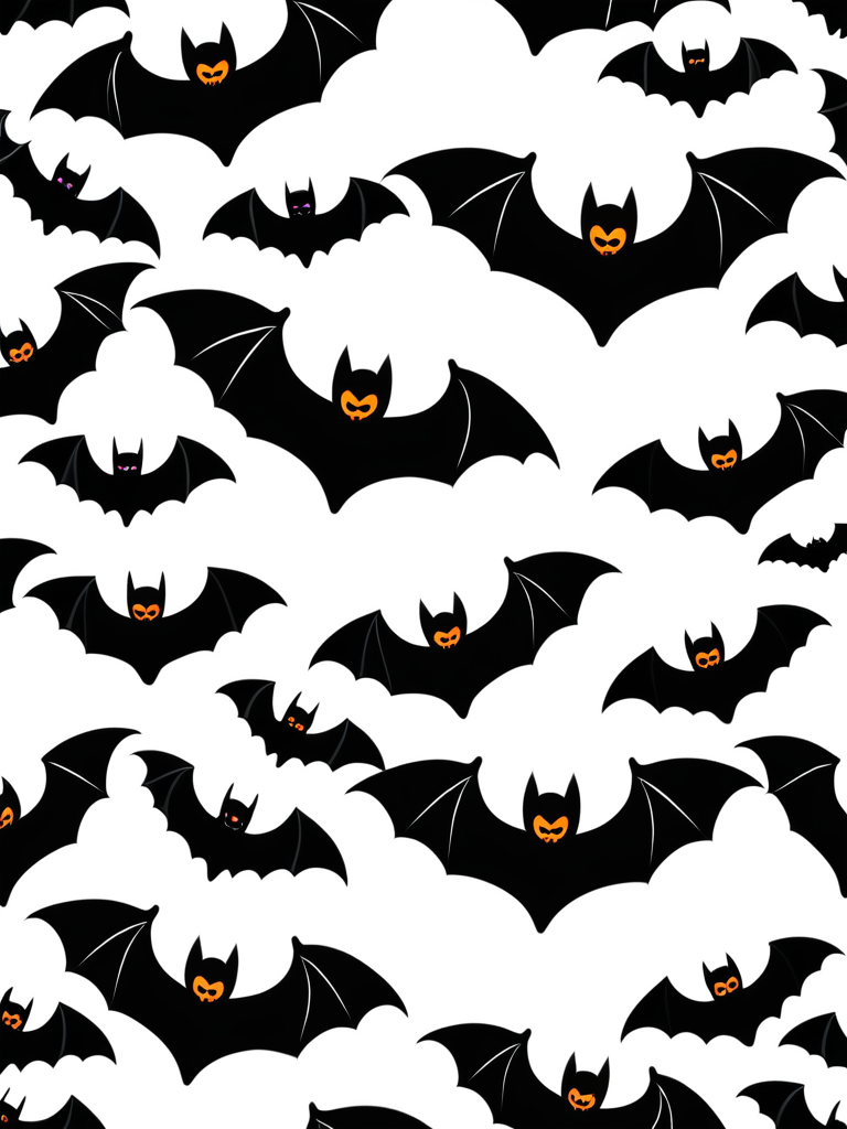 Spooky Halloween Scene Featuring a Whimsical Array of Flying Bats