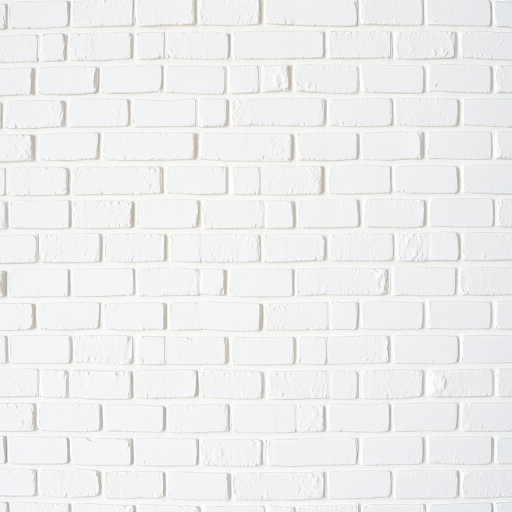 High-resolution image of a seamless white brick wall, shot with a Canon EOS R5, 50mm lens, aperture f/8, ISO 100, natural light, straight-on view, minimal shadows, emphasis on texture and detail.