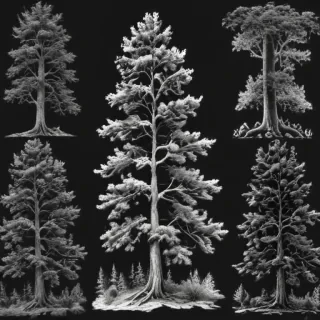 black and white pine tree clip art