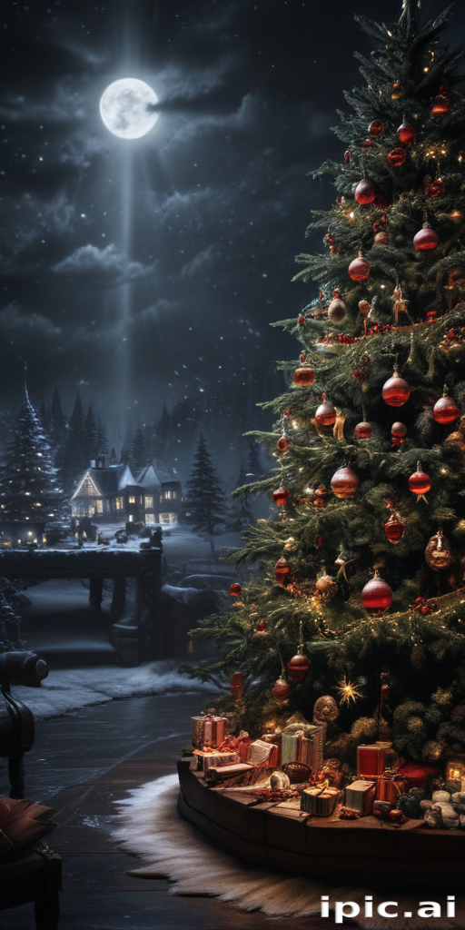 Enchanting Christmas Eve Scene with a Beautifully Decorated Tree and Gifts
