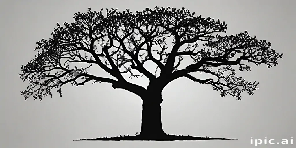 oak tree clipart black and white