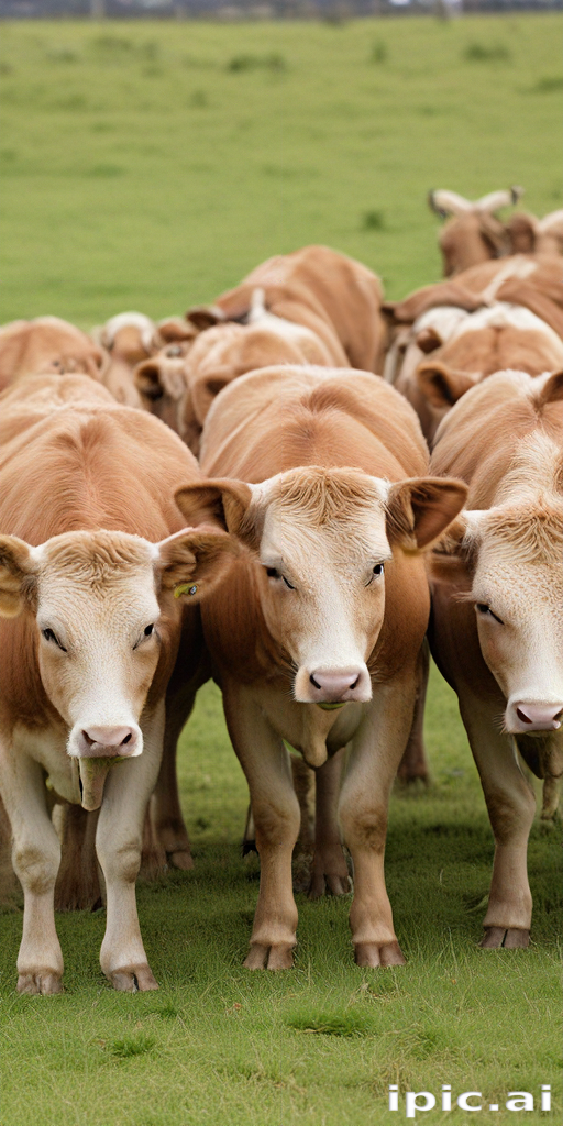 A Herd of Curious Cows Grazing in a Lush Green Pasture.