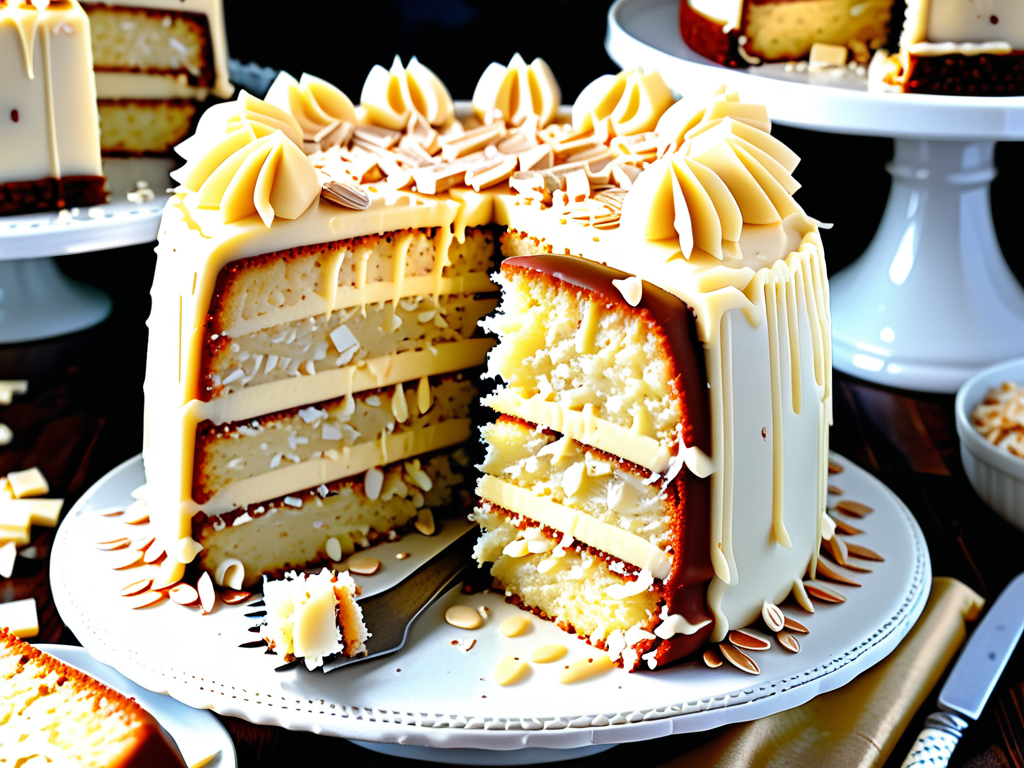 white german chocolate cake with cheesecake center