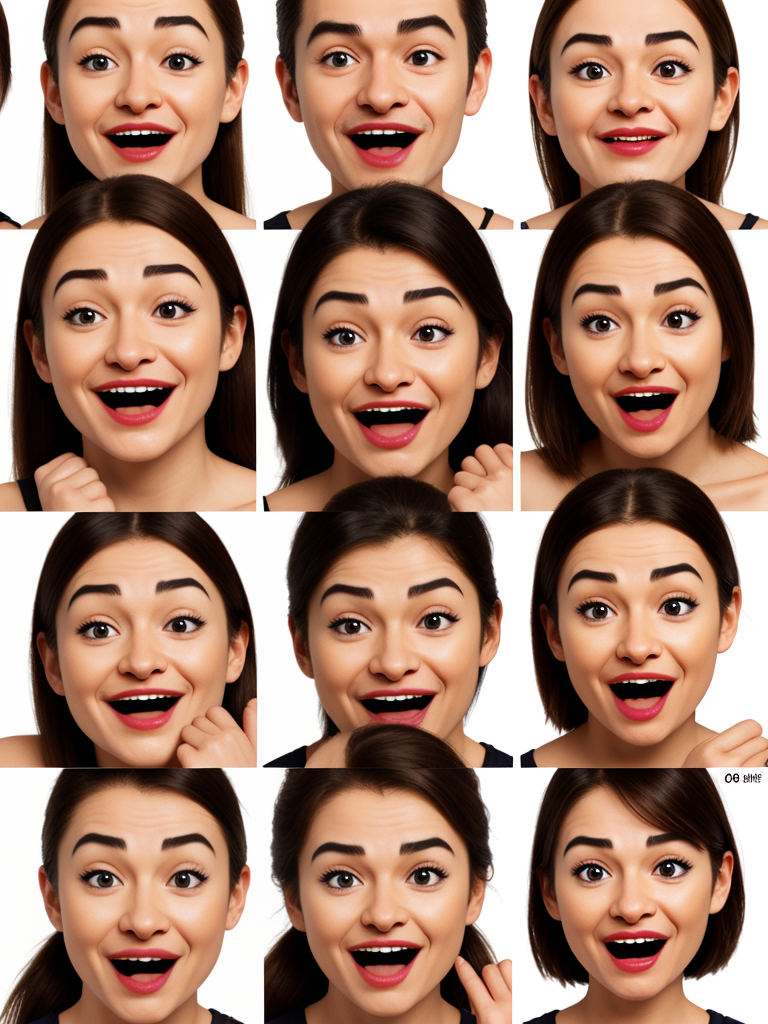 Expressions of Joy: A Collage of Surprised and Excited Faces