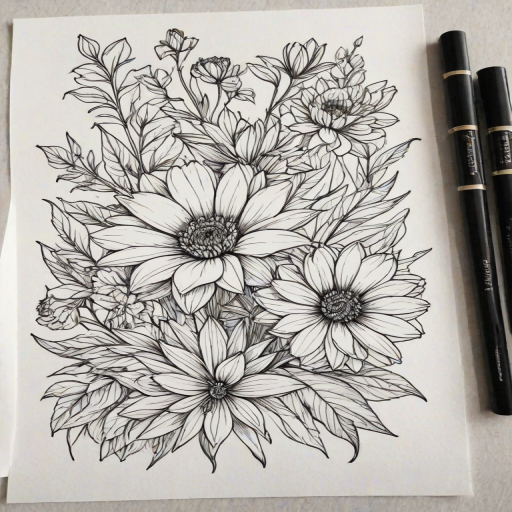 line work flowers