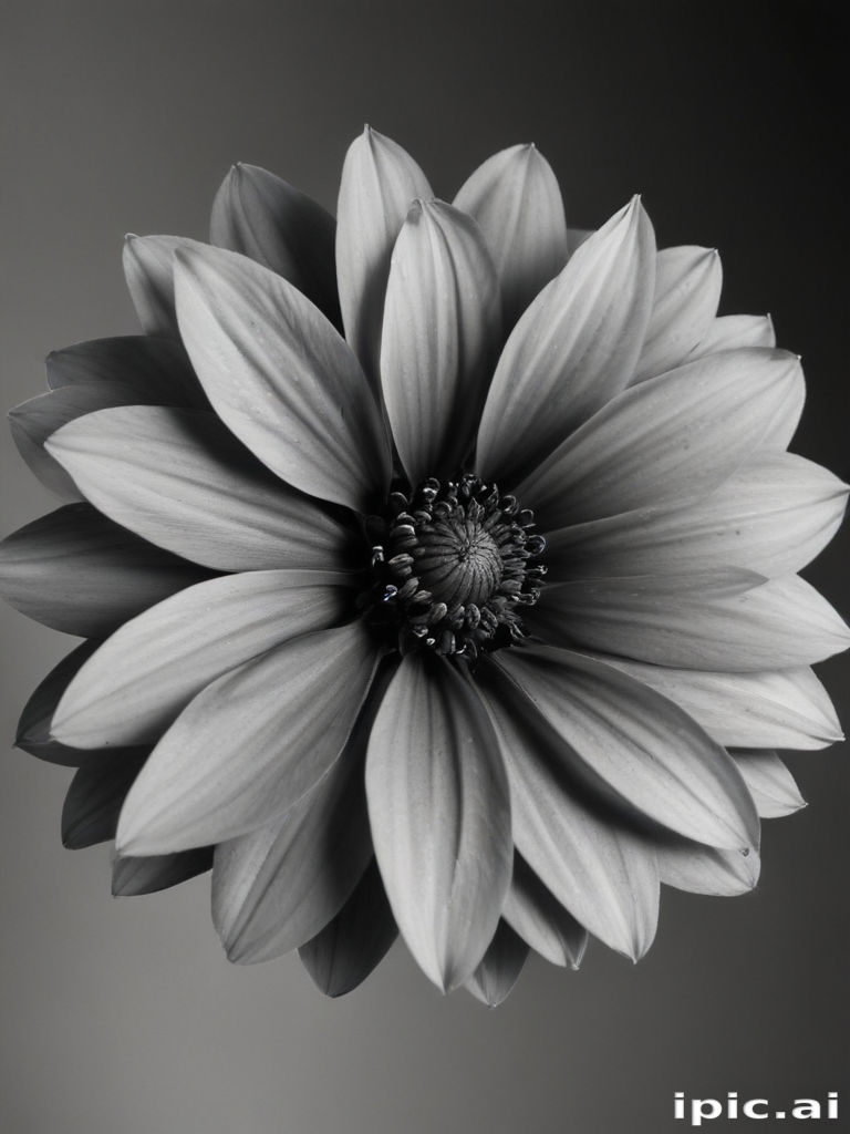 Elegant Black and White Close-Up of a Beautiful Flower Blossom
