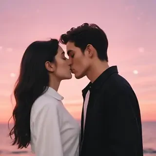 couple kissing aesthetic