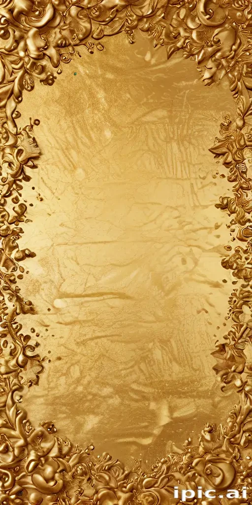 Luxurious Golden Frame with Intricate Floral Designs and Shimmering Texture