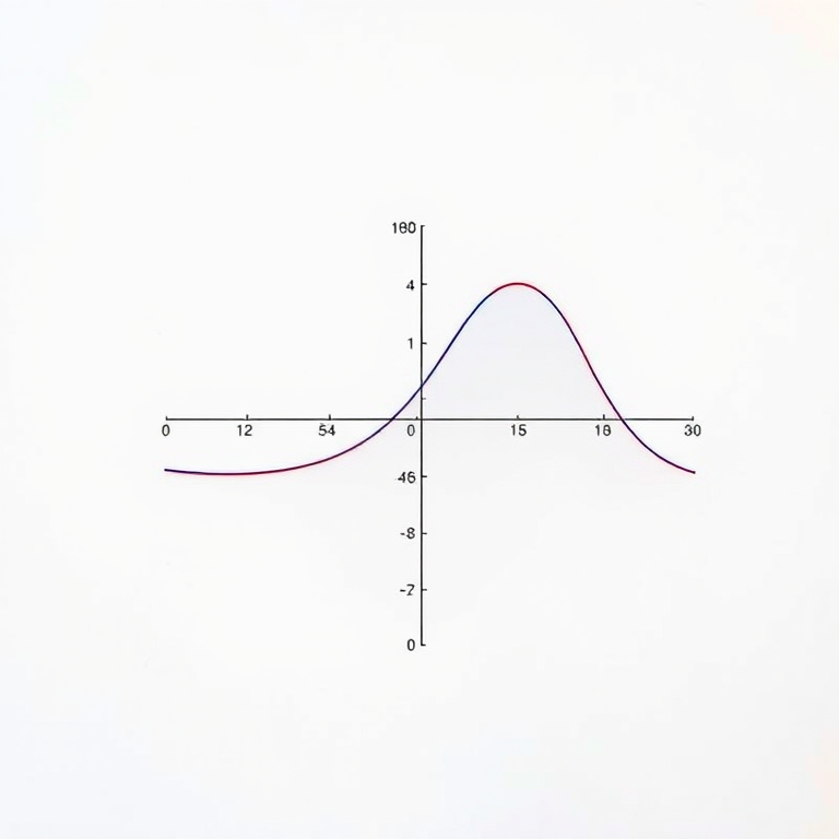 Generate a high-resolution image of a probability density function graph with overlapping red and blue curves on a white background, using a DSLR camera with a focal length of 50mm, aperture of f/2.8, ISO 100, and a centered composition.
