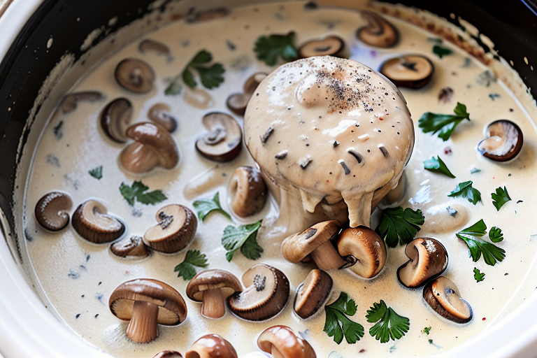 3-ingredient creamy mushroom crockpot chicken