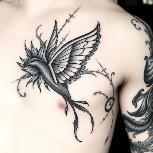 Etching style tattoo known as "Engraved Memories" utilizing fine lines cross-hatching and stippling techniques to create a design that resembles an old-world engraving with rich textures and depth