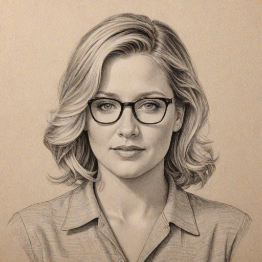 Ravishing Jessica Capshaw, pencil sketch, portrait of Pleasing woman 1951s in glasses, hair style beatnik, outline, clear lines, fine lines, 8k