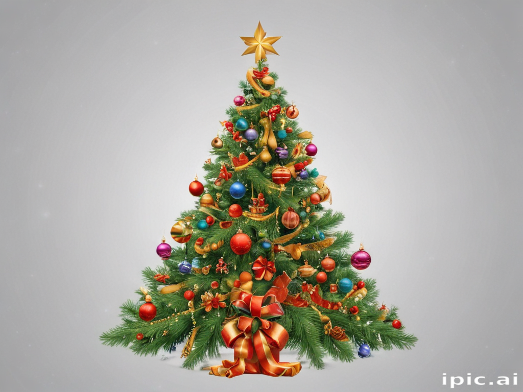 Festively Decorated Christmas Tree Adorned with Colorful Ornaments and ...