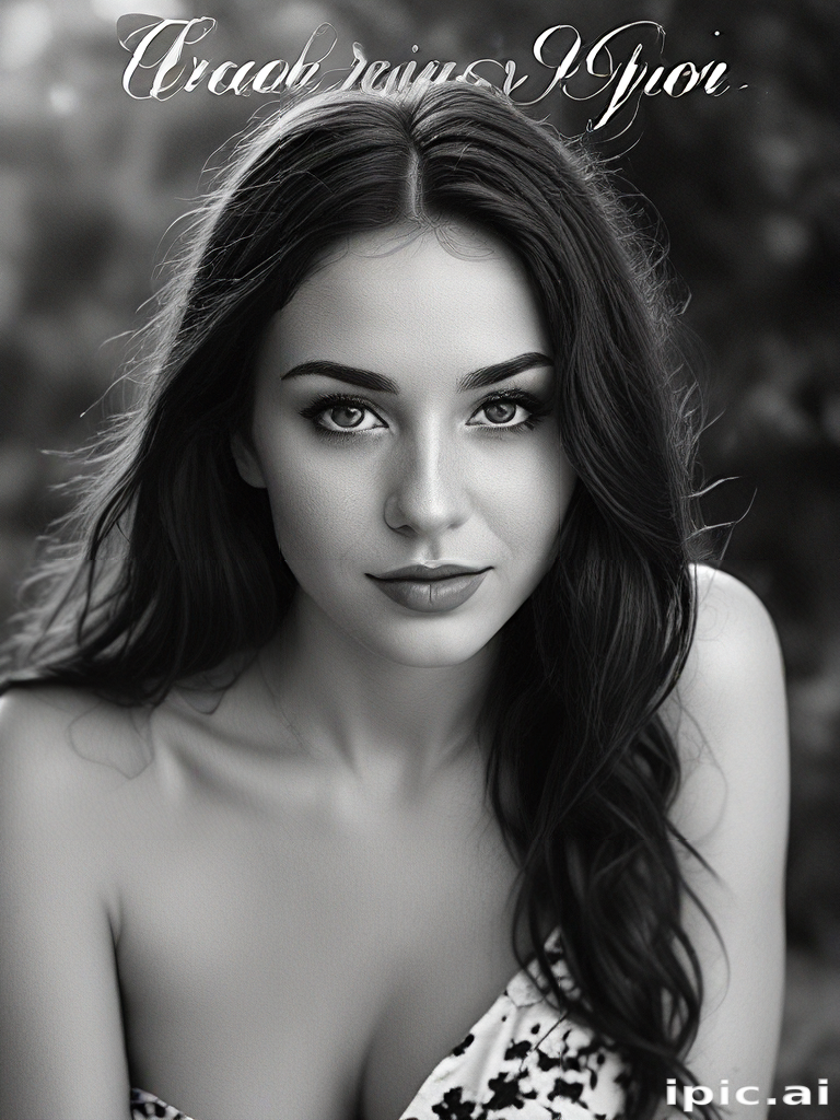 Striking Black and White Portrait of a Beautiful Woman with Captivating ...