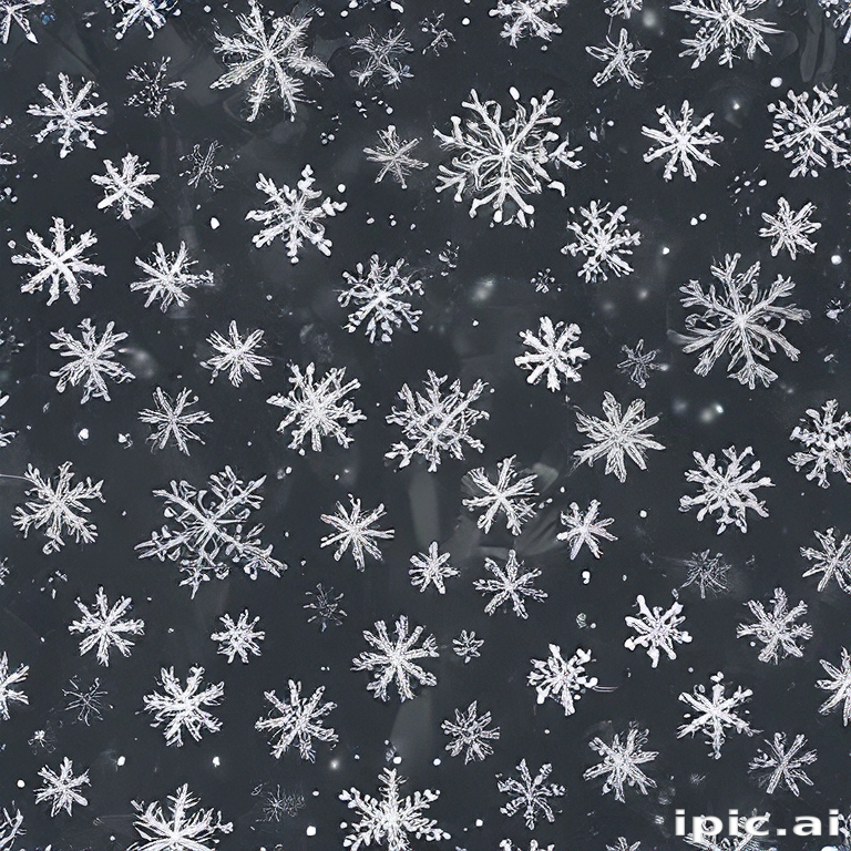 Delicate Snowflakes Gently Falling Against a Dark Winter Night Background