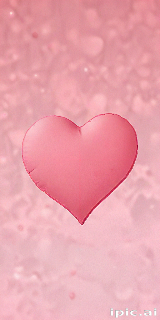 A Soft Pink Heart Floating Against a Blurred Pink Background.