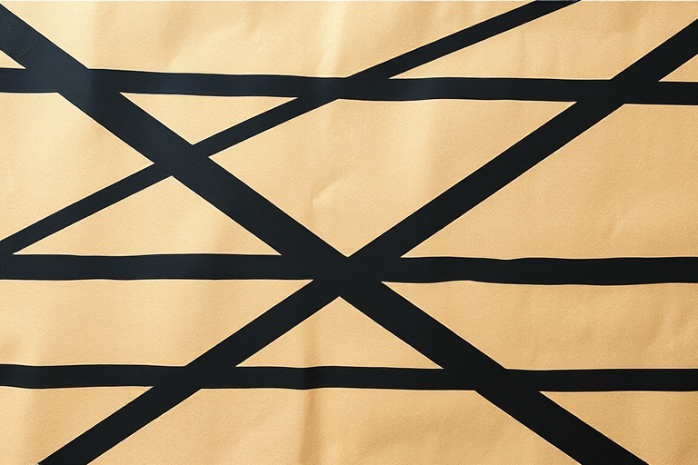 create an abstract design featuring a textured parchment background with intersecting bold black lines forming a geometric pattern, captured with a DSLR camera at f/8, ISO 100, 50mm lens, under soft diffused natural lighting, top-down view