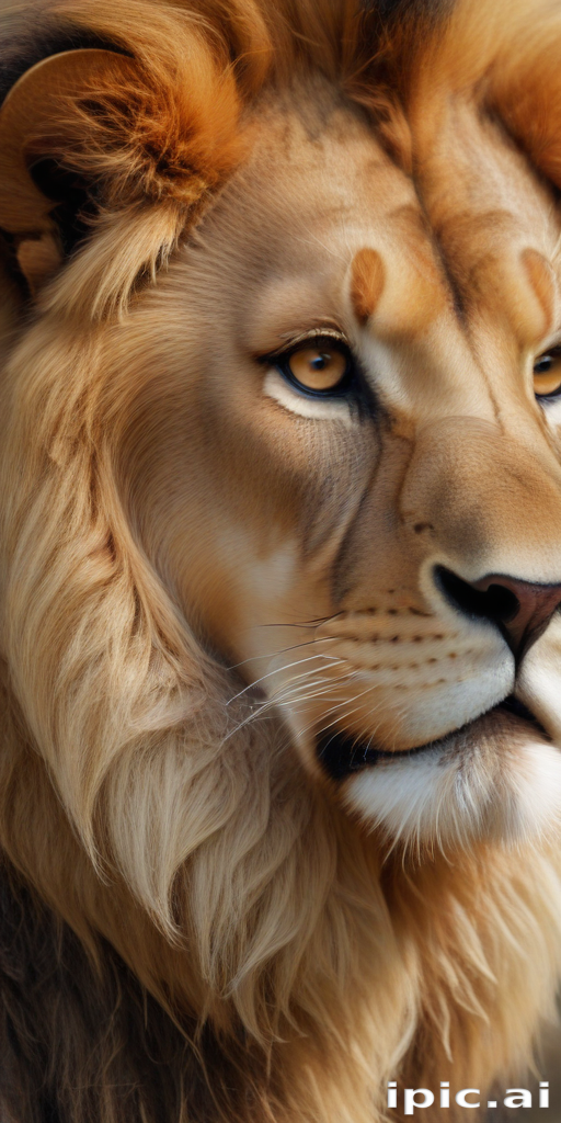 Majestic Lion with Stunning Mane and Intense Gaze in Natural Light.