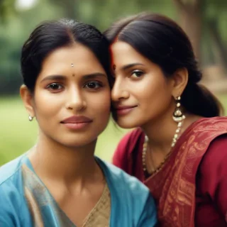 mom and son indian