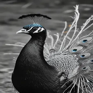 peacock black and white