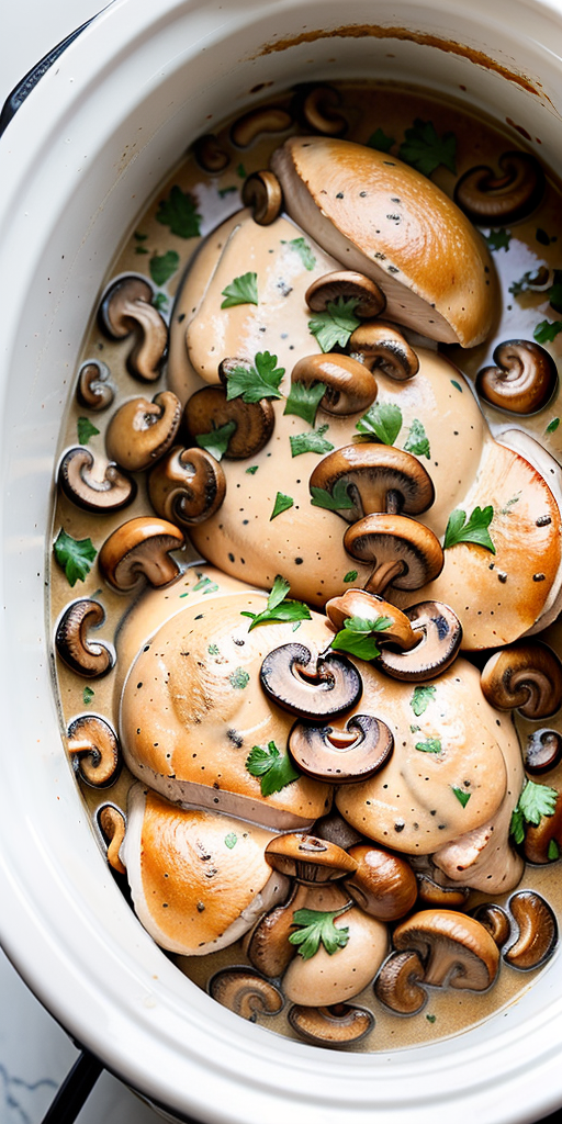 3-ingredient creamy mushroom crockpot chicken