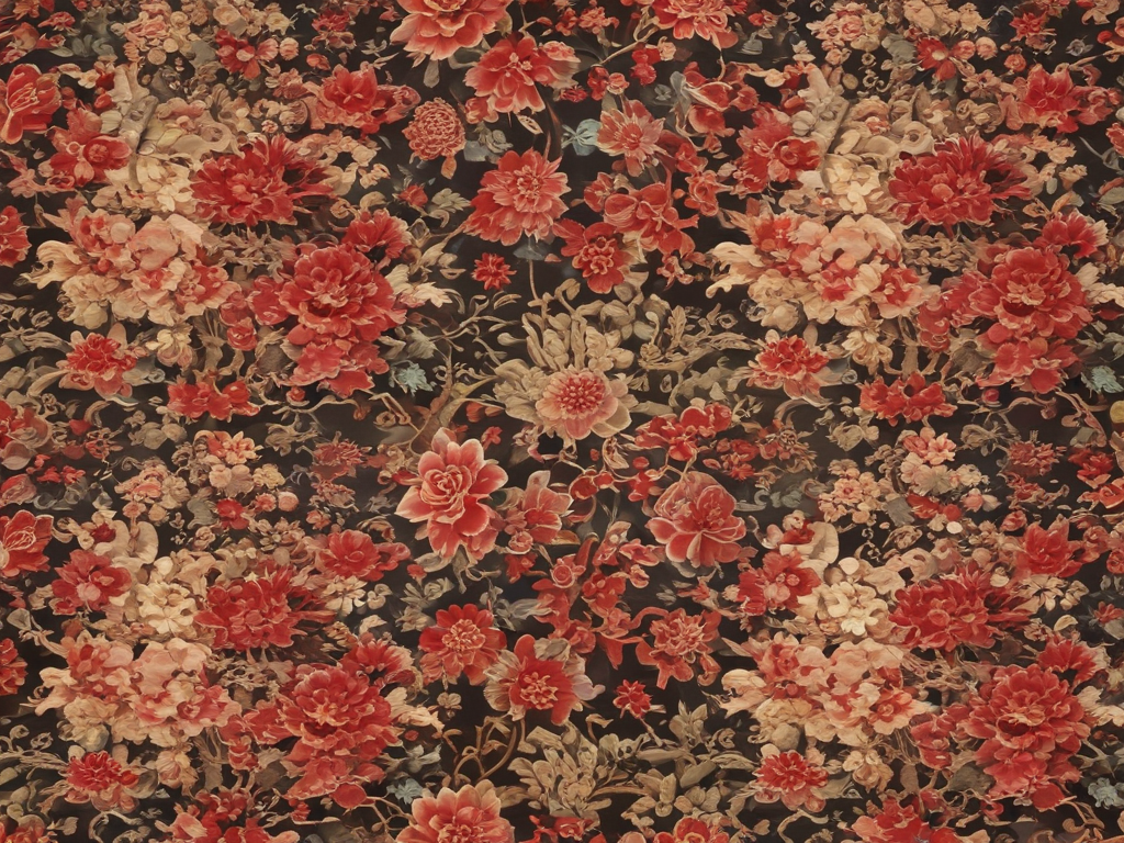 Vibrant Floral Pattern Featuring Rich Red Flowers on a Dark Background
