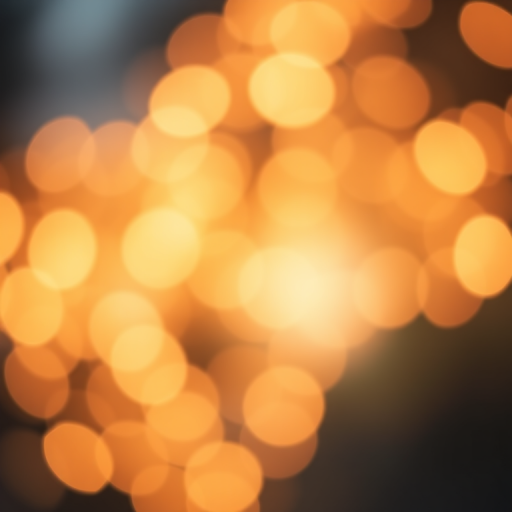 Create a high-resolution image of a dreamy bokeh background with soft-focus circles of light in warm colors, using a DSLR camera at f/1.8 aperture, ISO 100, 1/60 shutter speed, shot from a close-up perspective with a shallow depth of field.