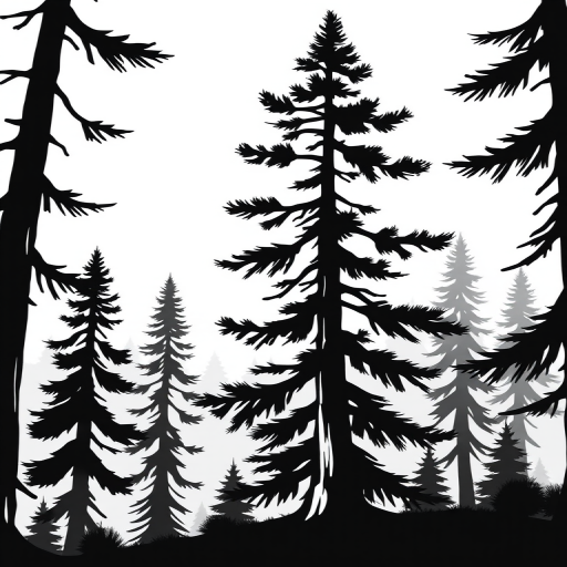 black and white pine tree clip art