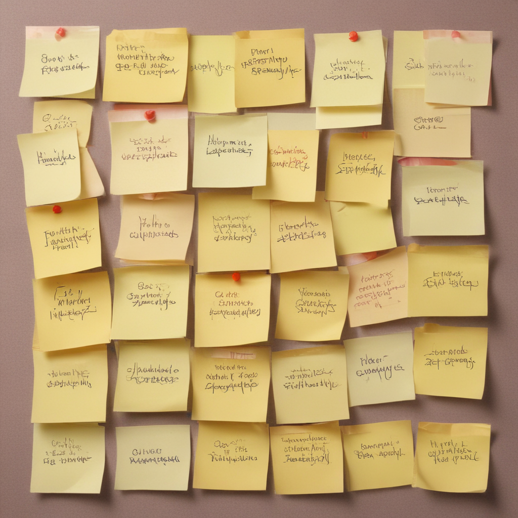 Colorful Sticky Notes Displaying Various Thoughts and Ideas on a Wall