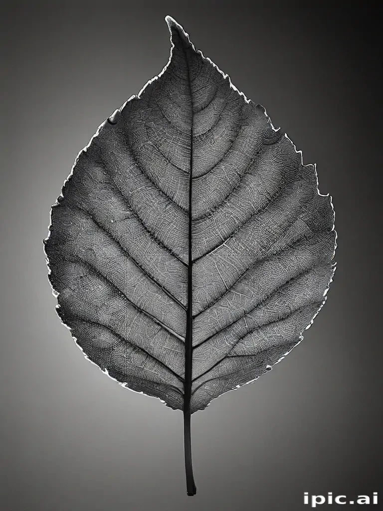 leaf in black and white