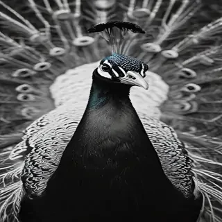 peacock black and white