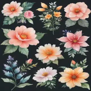 watercolor flowers clipart