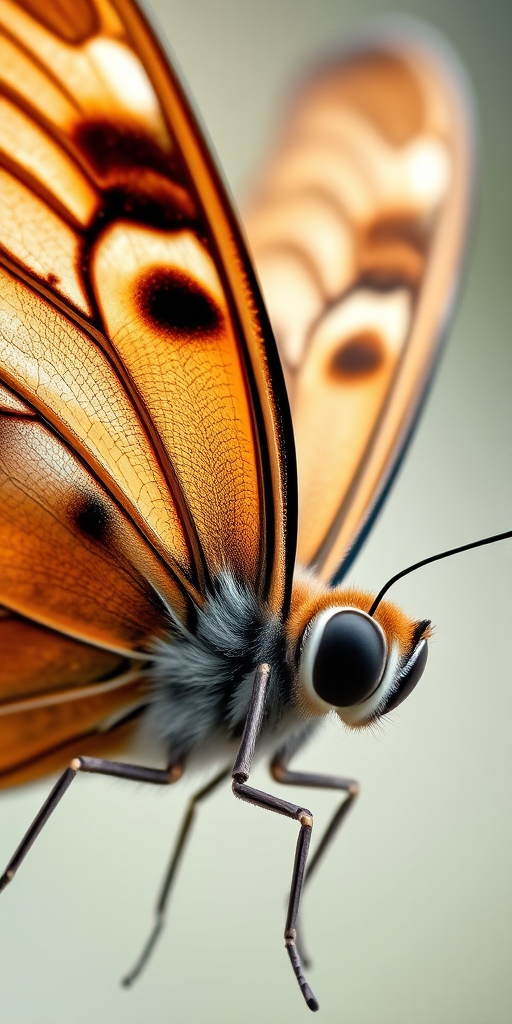 regenerate a high-resolution close-up image of a butterfly with detailed wing patterns, using a DSLR camera with a 100mm macro lens, aperture f/2.8, shutter speed 1/200s, ISO 100, soft natural lighting, on a neutral background for enhanced clarity and color vibrancy