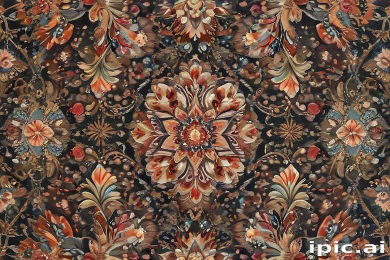 Elegant Floral Pattern with Rich Colors and Intricate Detailing in Design