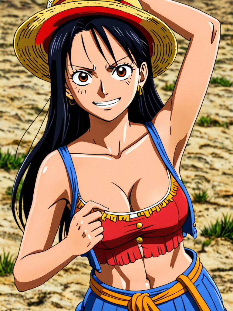 Ai Image Generator - Ai Art Generator - High Quality and 100% Unique Images  - iPic.Ai timeskip nico robin from one piece doing luffy