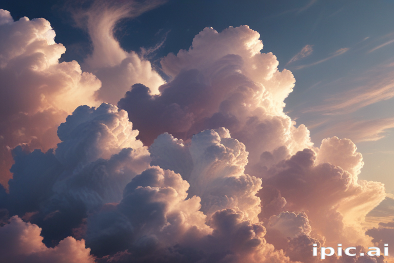 Majestic Clouds Illuminated by the Warm Glow of Sunset Sky