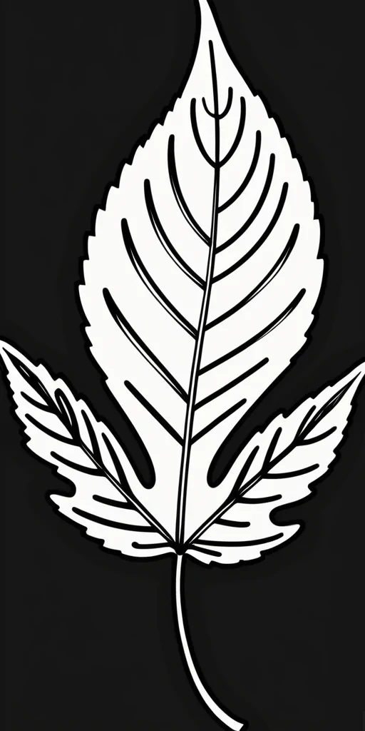 clipart leaf black and white