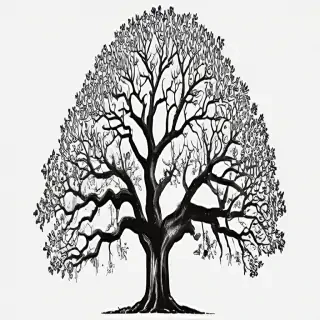 oak tree clipart black and white