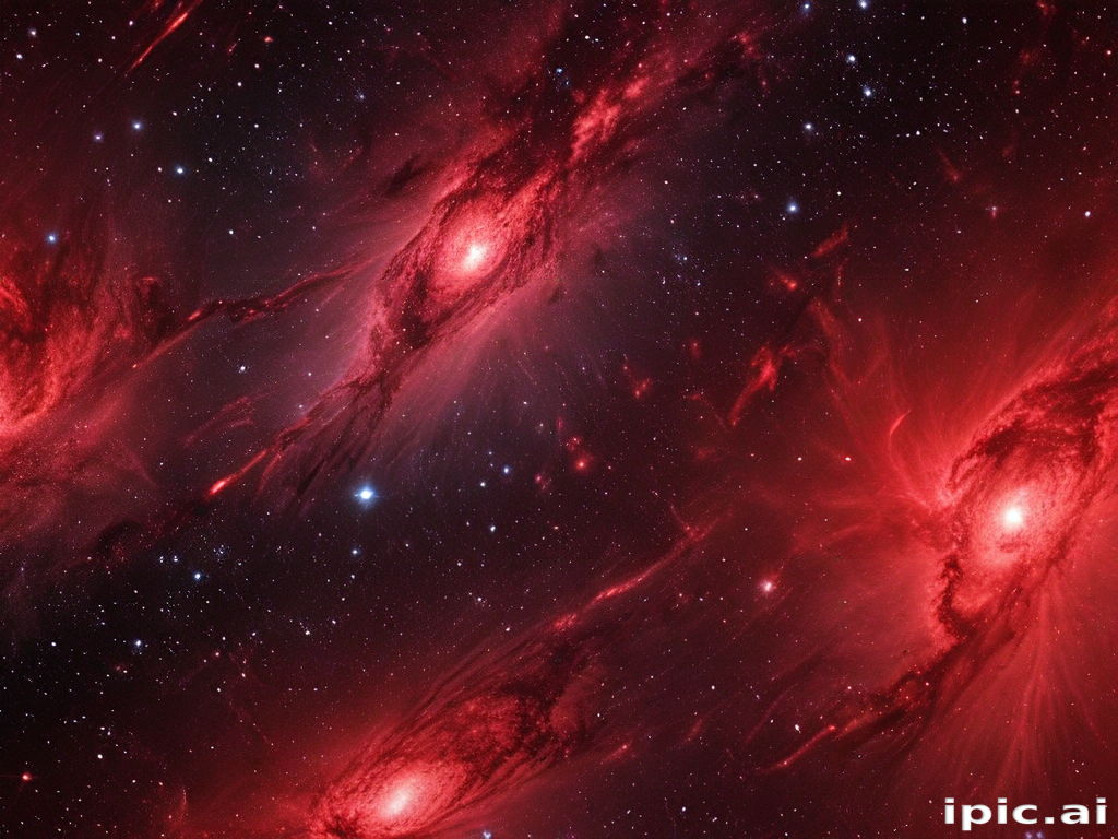 Stunning Cosmic Landscape Filled with Red Nebulae and Distant Stars