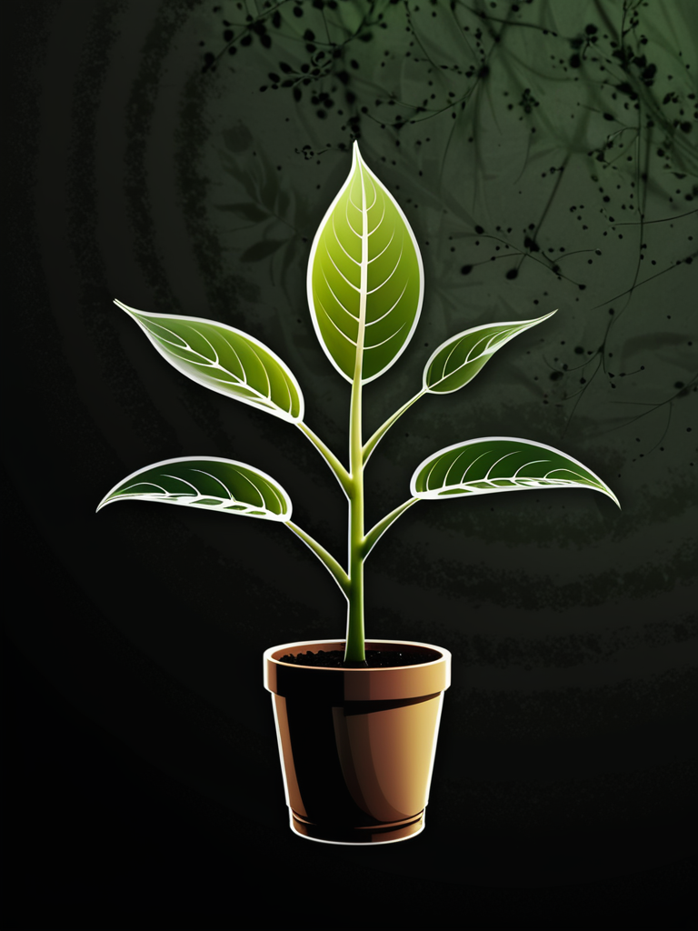 Vibrant Green Plant in a Stylish Pot Against a Dark Background