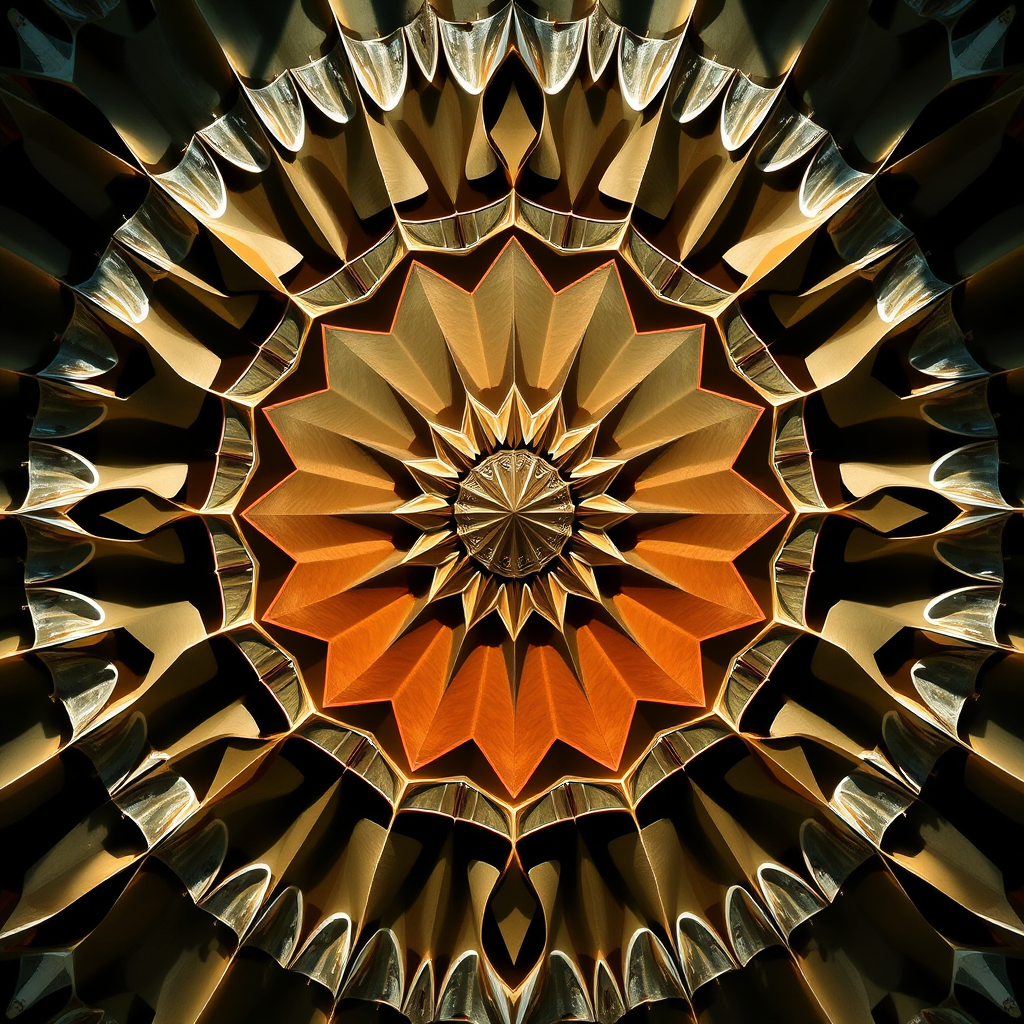 Generate a high-resolution image of an abstract geometric pattern, shot with a DSLR camera at f/8 aperture, ISO 100, 1/250s shutter speed, at a bird's eye view, using natural light to enhance colors and shadows.